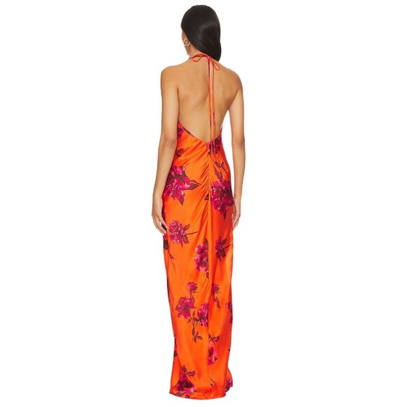 NBD Nicolette Gown in Orange Floral XSmall New Womens Maxi Long Dress - Picture 3 of 10